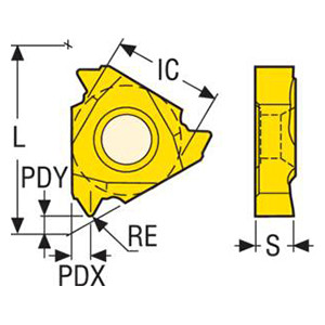 Seco Tools 10050324 | 16NR14W,TTP2050 0.375" Inscribed Circle Diameter x Right Hand Insert Hand Laydown Threading Insert