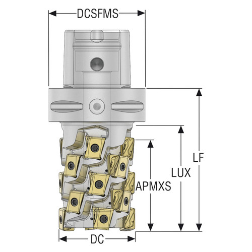 Seco Tools 10215204 | C6-R217.94-050-058-LO12.4BA 50.00mm Diameter x 129.00mm OAL 4 Flute Indexable Square-Shoulder End Mill