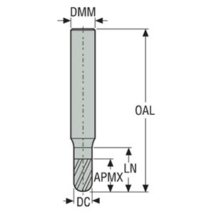 Seco Niagara Cutter 17003794 | SB335.344F1B.3Z3 8.73mm Diameter x 9.53mm Shank x 4.37mm Corner Radius x 50.80mm OAL 3 Flute AlTiN Coated Carbide Ball End Mill