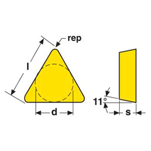 Seco Tools 74010718 | TPUN160308 TP1606 Insert Size x 9.52mm Inscribed Circle Diameter x 0.80mm Corner Radius 3 Cutting Edge Uncoated Turning Insert