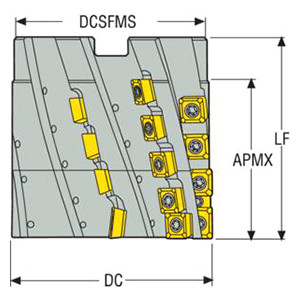 Seco Tools 75000248 | R220.59-00100077-12.8SR6 100.00mm Diameter x 77.00mm Maximum Cutting Depth x 100.00mm Functional Length x 90 Degree Cutting Edge Angle 8 Flute Indexable Square Shoulder Mill