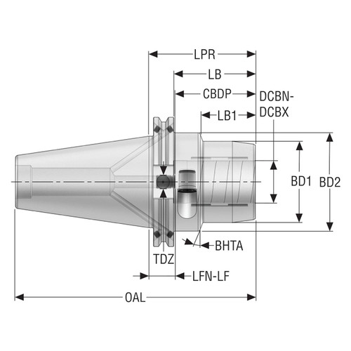 Seco Tools 10137295 | CAT50ADB-HC25-081 48.00mm Body Diameter x 1.417" Body Length Hydraulic Chuck