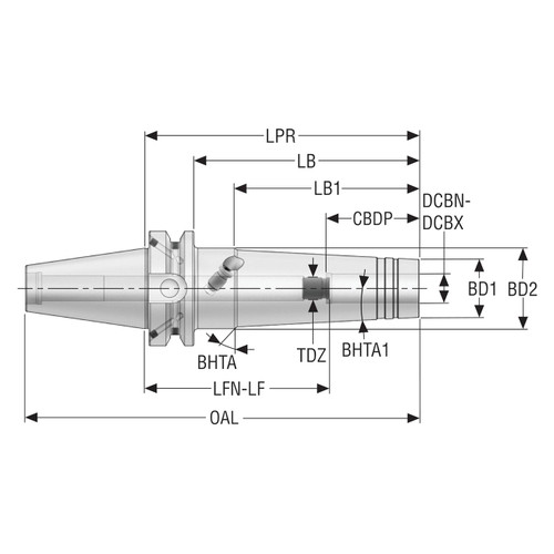 Seco Tools 10137343 | BT40ADB-HCS12-150 25.00mm Body Diameter x 3.937" Body Length Hydraulic Chuck