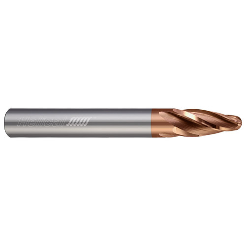 Helical Solutions 89103 | 0.250" Diameter x 0.250" Shank x 4.000" OAL x 0.551" LOC x 2.000" Radius 4 Flute TPLUS Coated Oval End Mill