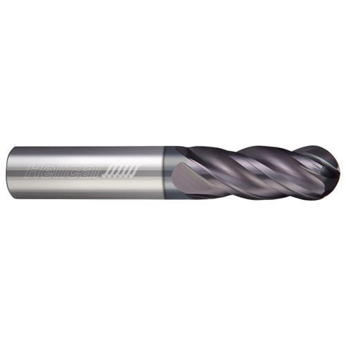 Helical Solutions 89619 | 3.00mm Diameter x 6.00mm Shank x 63.00mm OAL x 4.50mm LOC 4 Flute APLUS Coated Ball End Mill