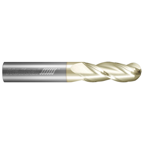 Helical Solutions 89244 | 0.750" Diameter x 0.750" Shank x 4.000" OAL x 1.000" LOC 3 Flute UN Coated Ball End Mill