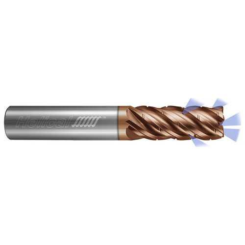 Helical Solutions 89921 | 0.375" Diameter x 0.375" Shank x 3.000" OAL x 1.000" LOC 5 Flute TPLUS Coated Corner Radius End Mill