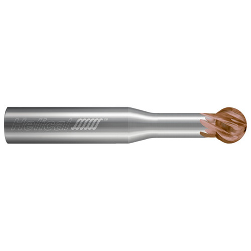 Helical Solutions 89344 | 1/4" Diameter x 1/4" Shank x 0.12" Radius x 0.963" OAL x 0.213" LOC 6 Flute TPLUS Coated Undercutting End Mill