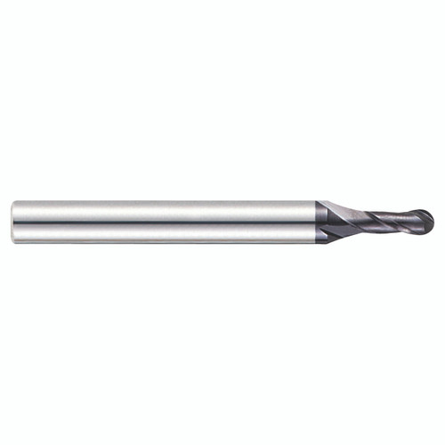 YG1 93429 | 1/23" Diameter x 2/17" Shank x 2/17" LOC x 1-23/40" OAL x 1/46" Radius x 30 Degree Helix Angle 2 Flute AlTiN Coated Carbide Ball Nose End Mill