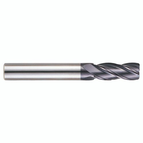 YG1 93597 | 7/16" Diameter x 7/16" Shank x 1" LOC x 4" OAL x 30 Degree Helix Angle 4 Flute AlTiN Coated Carbide Corner Radius End Mill