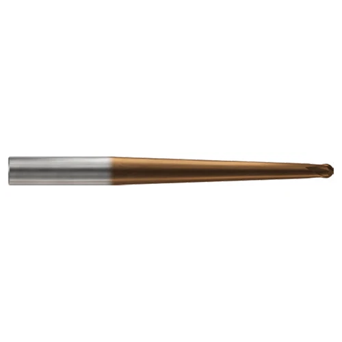 YG1 HPI92703 | 5.00mm Diameter x 8.00mm Shank x 10.00mm LOC x 100.00mm LBS x 150.00mm OAL x 2.50mm Radius x 30 Degree Helix Angle 2 Flute C-Coated Carbide HPI92 Ball End Mill