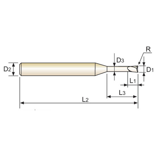 YG1 HPI89832 | 3/38" Diameter x 3/19" Shank x 1/15" LOC x 2-25/69" OAL x 0.020" Radius x 35 Degree Helix Angle 2 Flute C- Coated Carbide Corner Radius End Mill