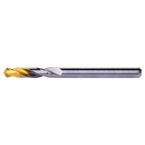 Dormer R0231.5 | 0.059" Diameter x 1.260" OAL x 120 Degree Point Angle Bright/TiN Coated Right Hand HM Stub Drill