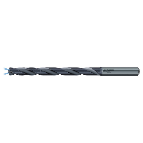 Emuge TA229744.1090 | 10.90mm Drill Size x 12.00mm Shank x 120.00mm Flute Length x 166.00mm OAL x 135 Degree Point Angle 2 Flute TiAlN-T63 Coated Carbide Extra Long Drill Bit