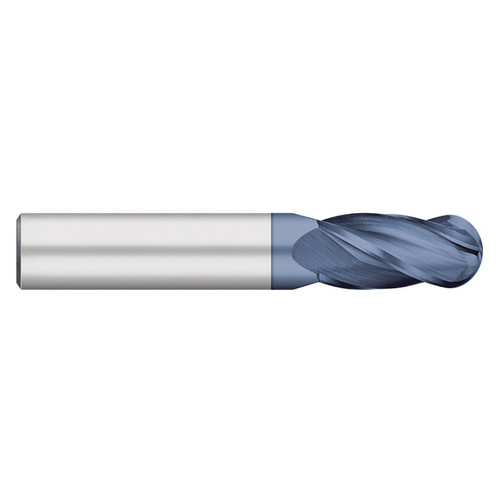 Titan USA TC11497 | 0.125" Diameter x 1/8" Shank x 0.375" LOC x 1.500" OAL 4 Flute Uncoated Carbide Ball End Mill