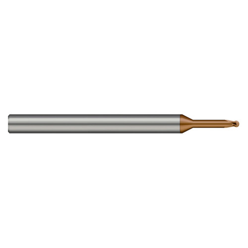 Harvey Tool 687922-C12 | 1.00mm Diameter x 4.00mm Shank x 0.80mm LOC x 50.00mm OAL 2 Flute C12 Coated Ball End Mill