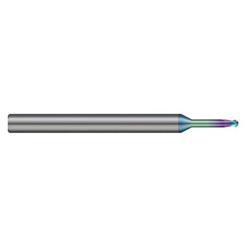 Harvey Tool 690245-C4 | 2.00mm Diameter x 4.00mm Shank x 1.50mm LOC x 50.00mm OAL 2 Flute C4 Coated Ball End Mill