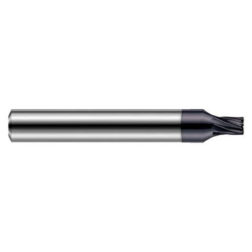 Harvey Tool 705808-C6 | 1/8" Diameter x 1/4" Shank x 0.100" LOC x 2.500" OAL 7 Flute C6 Coated Corner Radius End Mill