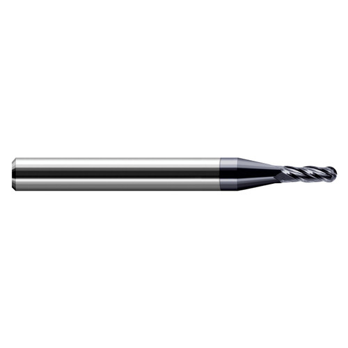 Harvey Tool 741036 | 1.60mm Diameter x 3.00mm Shank x 5.00mm LOC x 38.00mm OAL 4 Flute Uncoated Miniature Ball Deburring End Mill
