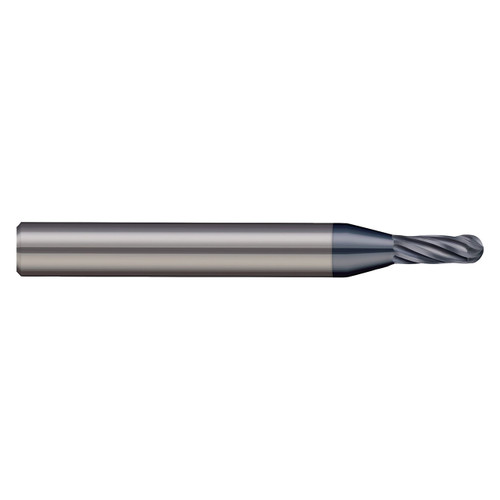 Harvey Tool 759178-C6 | 5/64" Diameter x 1/4" Shank x 0.117" LOC x 2.500" OAL 6 Flute C6 Coated Ball End Mill