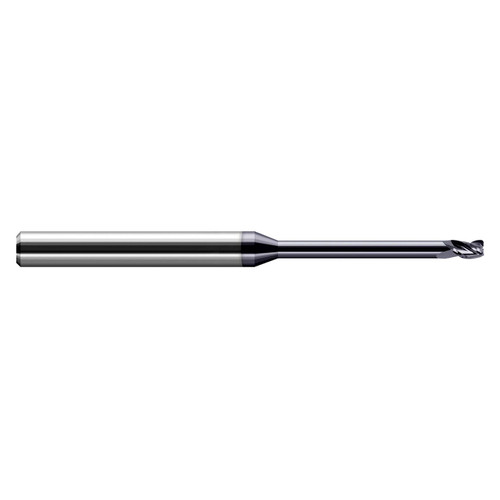Harvey Tool 800525-C3 | 0.025" Diameter x 1/8" Shank x 0.037" LOC x 2.500" OAL 4 Flute C3 Coated Miniature Corner Radius End Mill