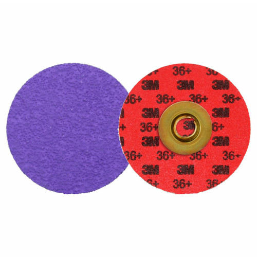 3M 7100331743 | 2.000" Diameter x 80+ Grit 250000 RPM Precision Shaped Ceramic Roloc Durable Edge Disc - Purple
