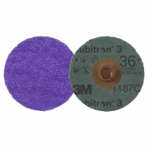 3M 7100332092 | 3.000" Diameter x 80+ Grit 200000 RPM Precision Shaped Ceramic Roloc Fibre Disc - Purple