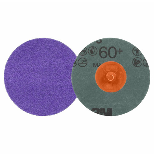 3M 7100332562 | 1.500" Diameter x 60+ Grit 300000 RPM Precision Shaped Ceramic Roloc Durable Edge Disc - Purple
