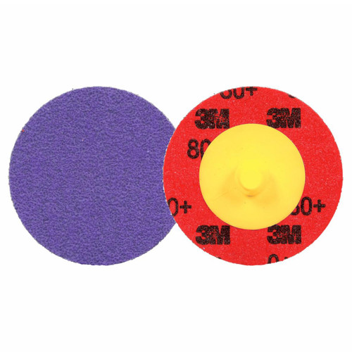 3M 7100331727 | 2.000" Diameter x 36+ Grit 250000 RPM Precision Shaped Ceramic Roloc Durable Edge Disc - Purple