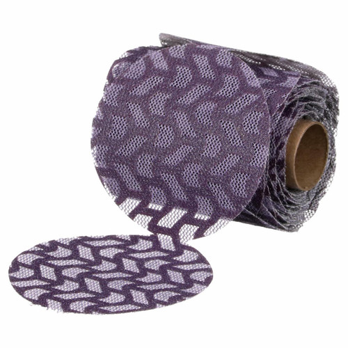 3M 7100291689 | 3.000" Diameter x 220+ Grit 150000 RPM Precision Shaped Ceramic Net Disc Roll - Purple