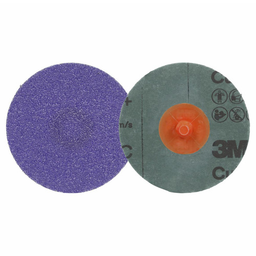 3M 7100332348 | 3.000" Diameter x 80+ Grit 200000 RPM Precision Shaped Ceramic Fibre Disc (Roloc Quick Change) - Purple
