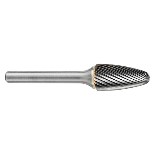 ATA SGSPRO 13350 | 7/16" Cutter Diameter x 1/4" Shank x 2-3/4" OAL x 1" LOC Single Cut Brazed SF-4 Ball Nosed Tree Burr