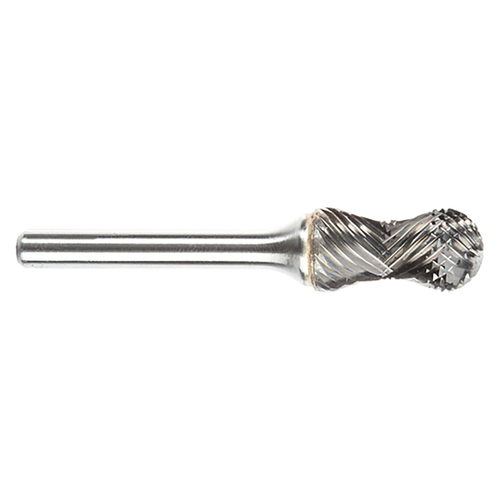 ATA SGSPRO 11759 | 1/2" Cutter Diameter x 1/4" Shank x 2-3/4" OAL x 1" LOC Radius Brazed SC-5RA D/C Cylindrical Ball Nosed Radius Burr - Double Cut