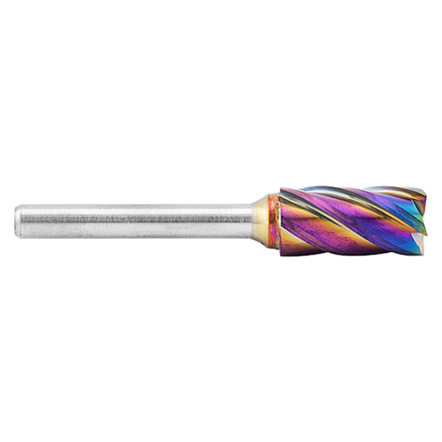ATA SGSPRO 19877 | 1/2" Cutter Diameter x 1/4" Shank x 2-3/4" OAL x 1" LOC Accelerator-N Coated Brazed SB-5 Cylinder with End Cut Burr