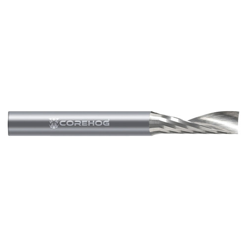 CoreHog C42235 | 1/8" Diameter x 1/4" Shank x 2" OAL x 0.250" LOC 1 Flute Uncoated solid carbide Spiral Router Bit