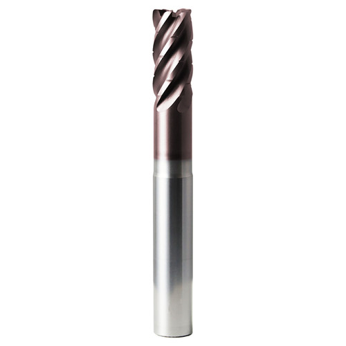 SGS 37973 | 1.000" Diameter x 1.000" Shank x 2.000" LOC x 7.000" OAL x 0.090" Radius 5 Flute TM (Ti-NAMITE-M) Coated Chip Breaker Corner Radius End Mill