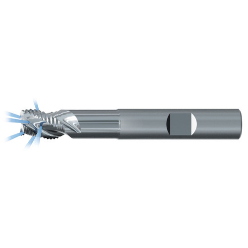 Emuge 2883 Z.012020 | 12.00mm Diameter x 12.00mm Shank x 12.00mm LOC x 83.00mm OAL x 2.00mm Radius x 40 Degree Helix Angle 3 Flute Bright Coated Carbide Roughing End Mill