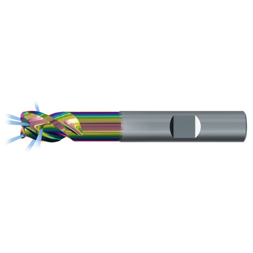 Emuge 2884RZ.016040 | 16.00mm Diameter x 16.00mm Shank x 16.00mm LOC x 96.00mm OAL x 4.00mm Radius x 40 Degree Helix Angle 4 Flute CrN Coated Carbide Corner Radius End Mill