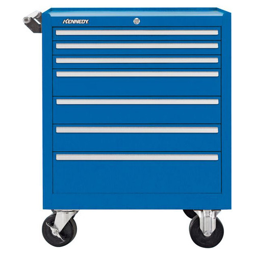Kennedy 277XBL | 27" Width x 18" Depth x 29-1/16" Height 7 Drawer Powder Coat Paint Steel Rolling Tool Cabinet - Blue