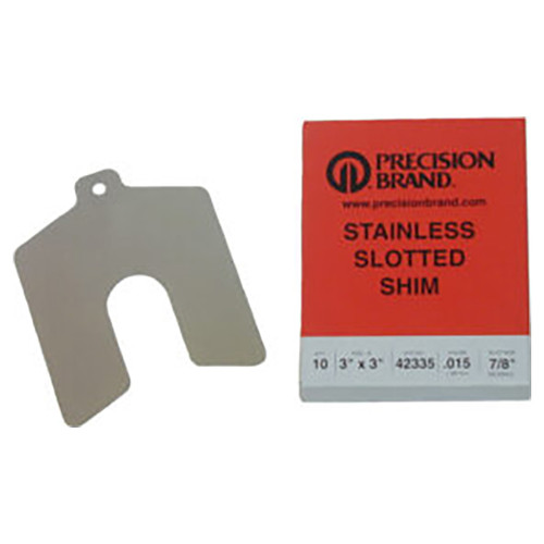 Precision Brand 42835 | 8" Length x 8" Width x 0.015" Thickness Slotted Shim - 5pcs