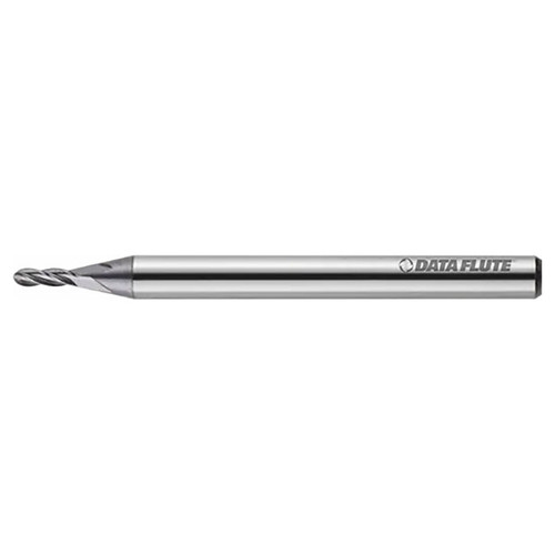 DATA FLUTE BN40010C11 | 0.01mm Diameter x 0.125" Shank x 0.03mm LOC x 1.50mm OAL C11 Coated Miniature Ball Nose End Mill