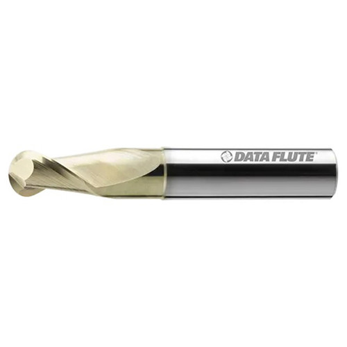 DATA FLUTE HVMBNRN20750C5 | 0.75mm Diameter x 0.75mm Shank x 1.000" LOC x 4.000" OAL Uncoated Ball End Mill