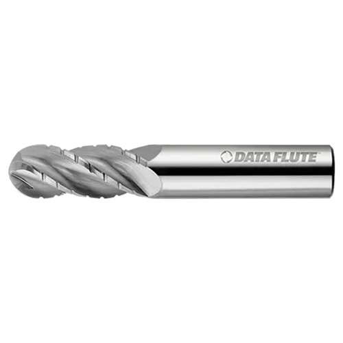 Data Flute 49398-00-D| SSBNSTC40125 1" Diameter x 1" Shank x 1-1/4" LOC x 3" OAL C4 Coated Ball Nose End Mill