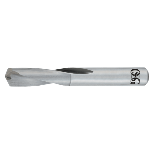 OSG 215-2008 | 5.10mm Diameter x 5.10mm Shank x 57.15mm OAL x 15 Degree Helix Angle 2 Flute Bright Coated Carbide Jobber Length Drill Bit