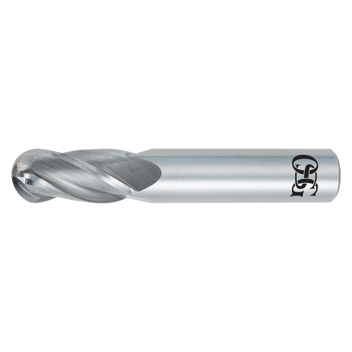 OSG 404-0312-BN11 | 0.031" Diameter x 0.125" Shank x 0.125" LOC x 0.016" Radius x 1.500" OAL x 30 Degree Helix Angle 4 Flute TiAlN Coated Carbide Ball End Mill