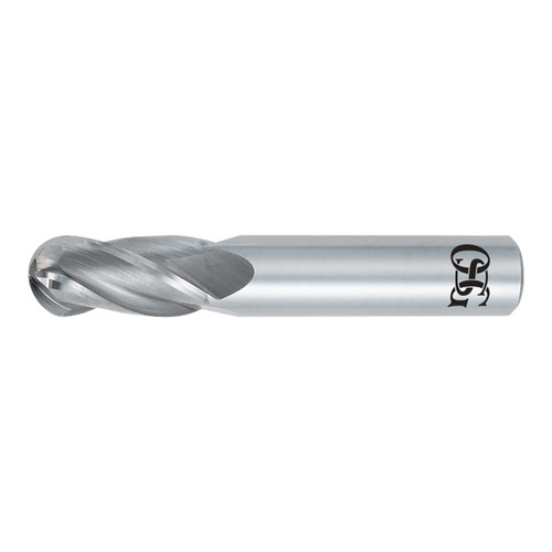 OSG 404-1772-BN | 4.50mm Diameter x 5.00mm Shank x 14.00mm LOC x 51.00mm OAL x 2.25mm Radius x 30 Degree Helix Angle 4 Flute BRIGHT Coated Carbide 404BN Ball Nose End Mill
