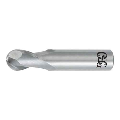 OSG 412-1562-BN | 0.156" Diameter x 0.188" Shank x 0.313" LOC x 0.078" Radius x 2.000" OAL x 30 Degree Helix Angle 2 Flute BRIGHT Coated Carbide 412BN Ball Nose End Mill