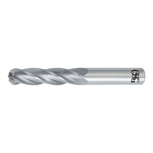 OSG 464-5512-BN | 14.00mm Diameter x 14.00mm Shank x 57.00mm LOC x 127.00mm OAL x 7.00mm Radius x 30 Degree Helix Angle 4 Flute BRIGHT Coated Carbide 464BN BN Ball End Mill