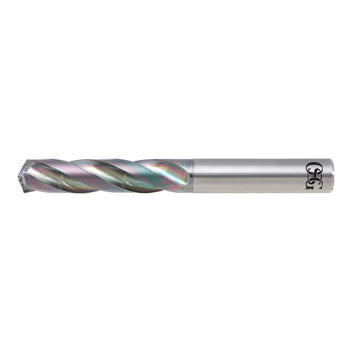OSG 8720400 | A Brand 4.00mm Diameter x 4.00mm Shank x 24.00mm Flute Length x 74.00mm OAL x 140 Degree Point Angle 3 Flute EgiAs Coated Carbide 6600 Stub Drill