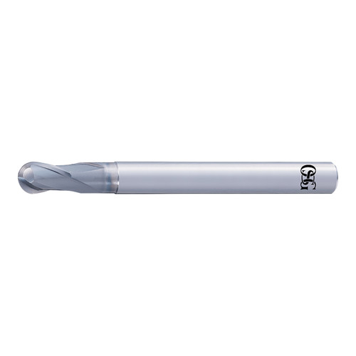 OSG 3042016 | A Brand 12.00mm Diameter x 12.00mm Shank x 18.00mm LOC x 11.00mm OAL x 6.00mm Radius x 25 Degree Helix Angle 2 Flute DUROREY Coated Carbide 8510 Ball Nose End Mill